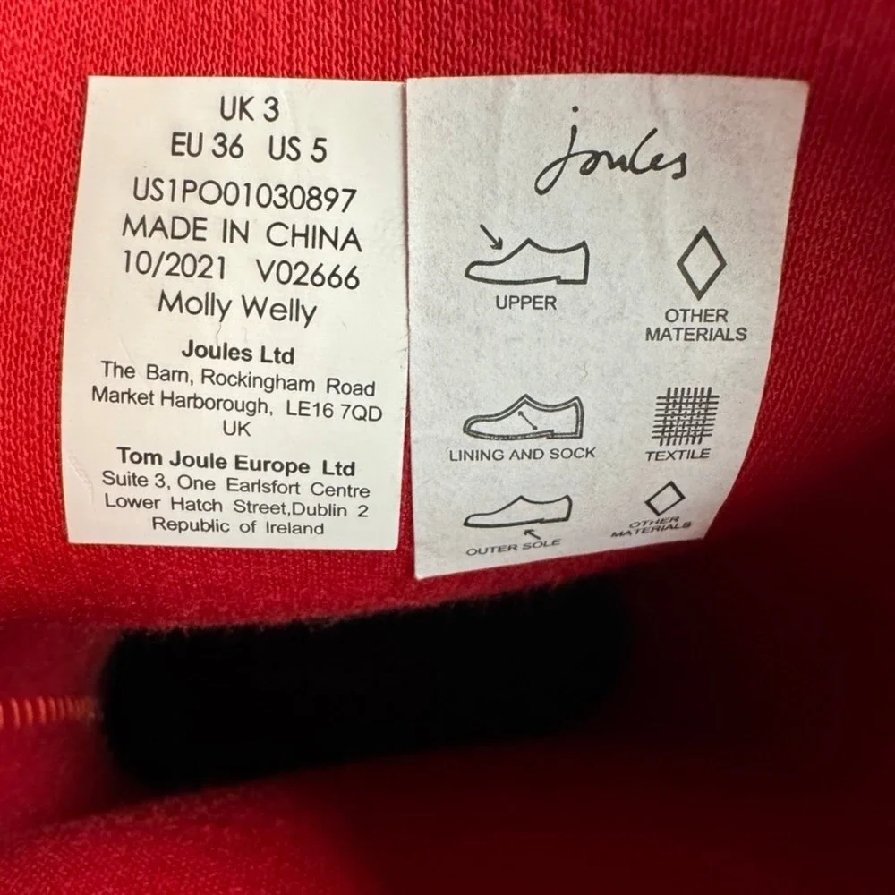 Joules Molly Welly Navy Blue Rainbow Stripe Mid Height Rain Boots Womens 5